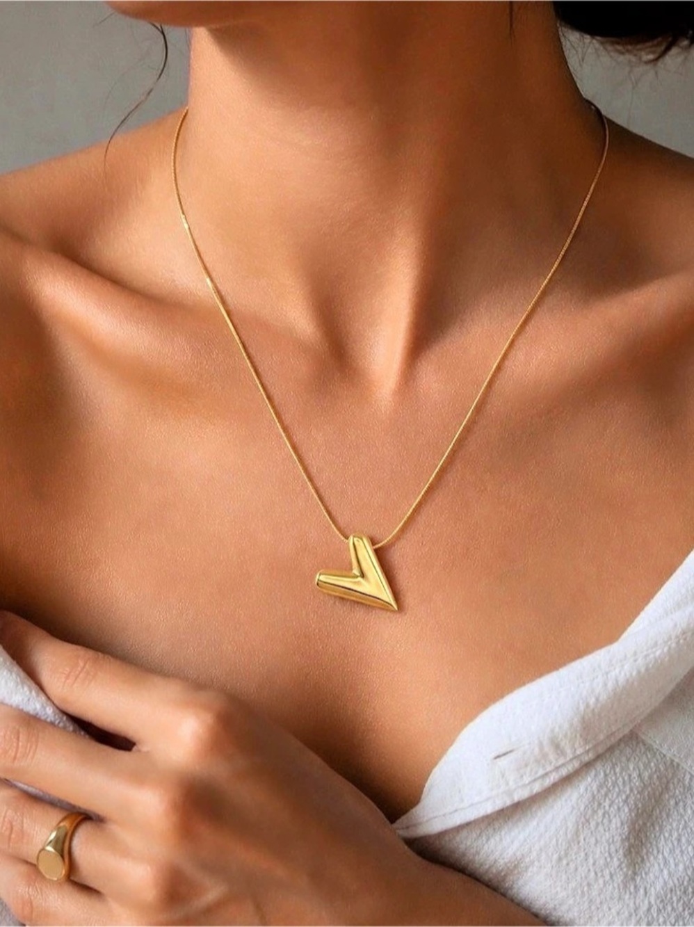 18K Gold filled Heart V Necklace